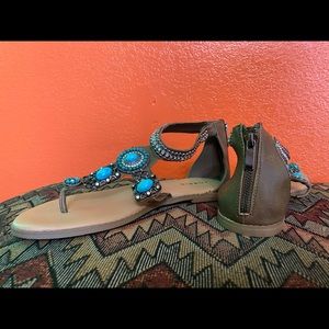Turquoise Gladiator Sandals